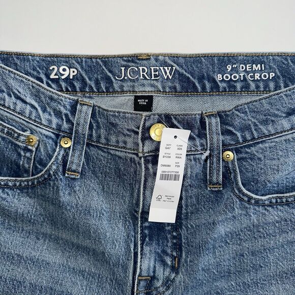 J Crew 9 Inch Demi Boot Crop Jeans NWT Size 29P Raw Hem Style BY239 - Picture 6 of 12